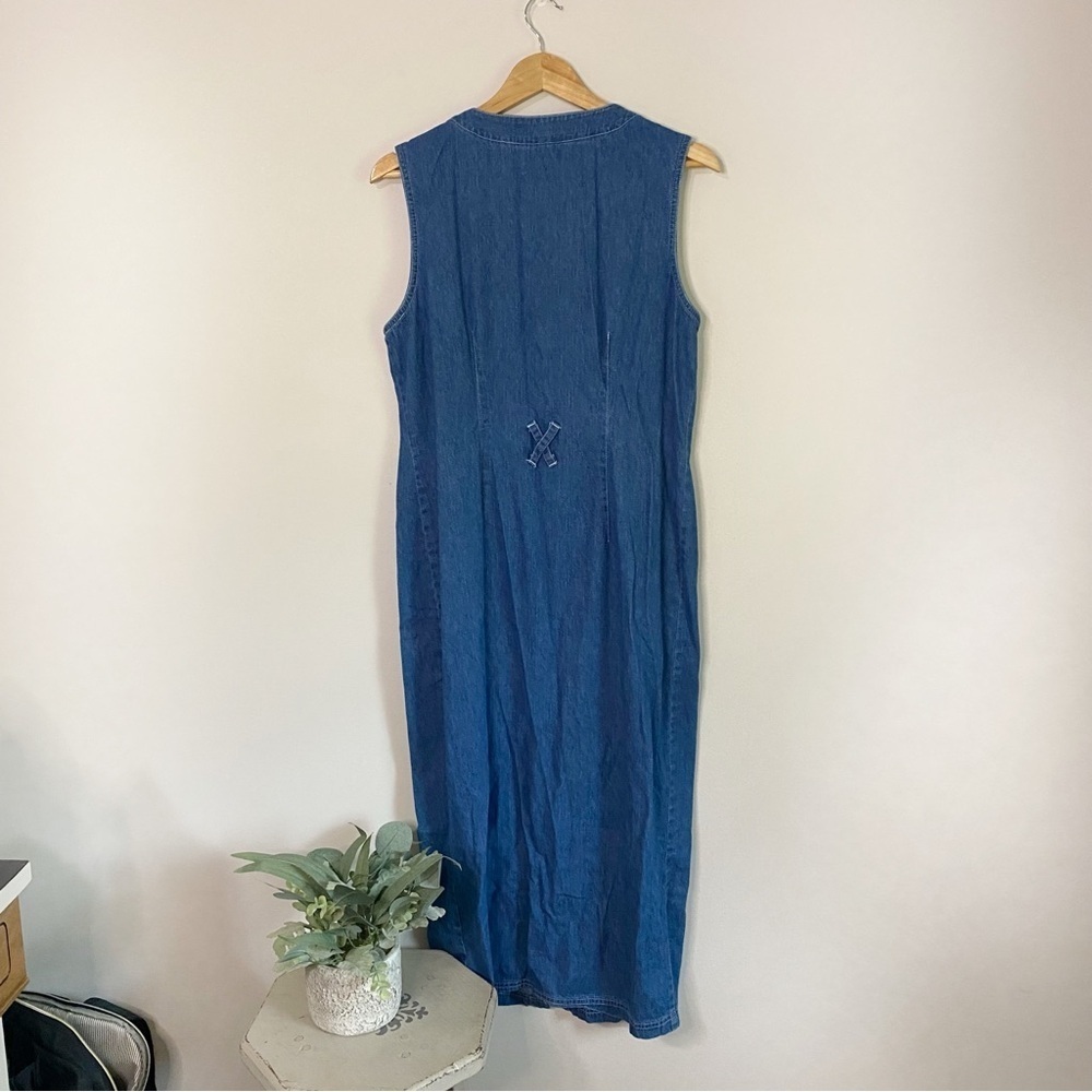 [Faded Glory] Women's Vintage Denim Western Maxi Length Sleeveless Dress - Picture 6 of 7